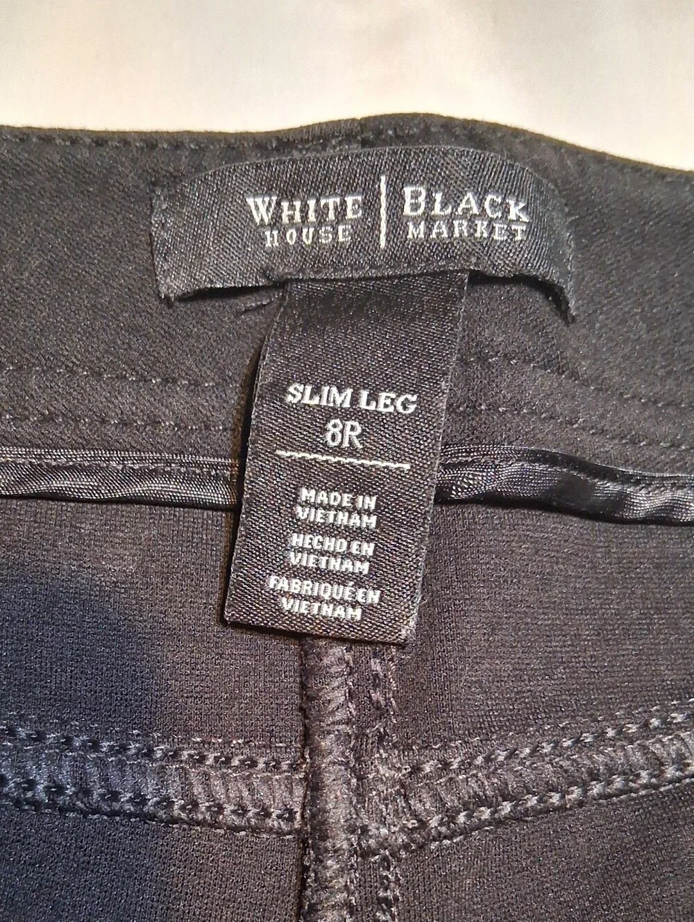 White House Black Market Black Slim Leg Career Pants Size 8R Office Minimalist